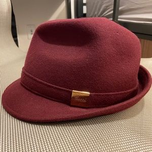 Gucci Burgundy Wool Fedora with Gold Accent